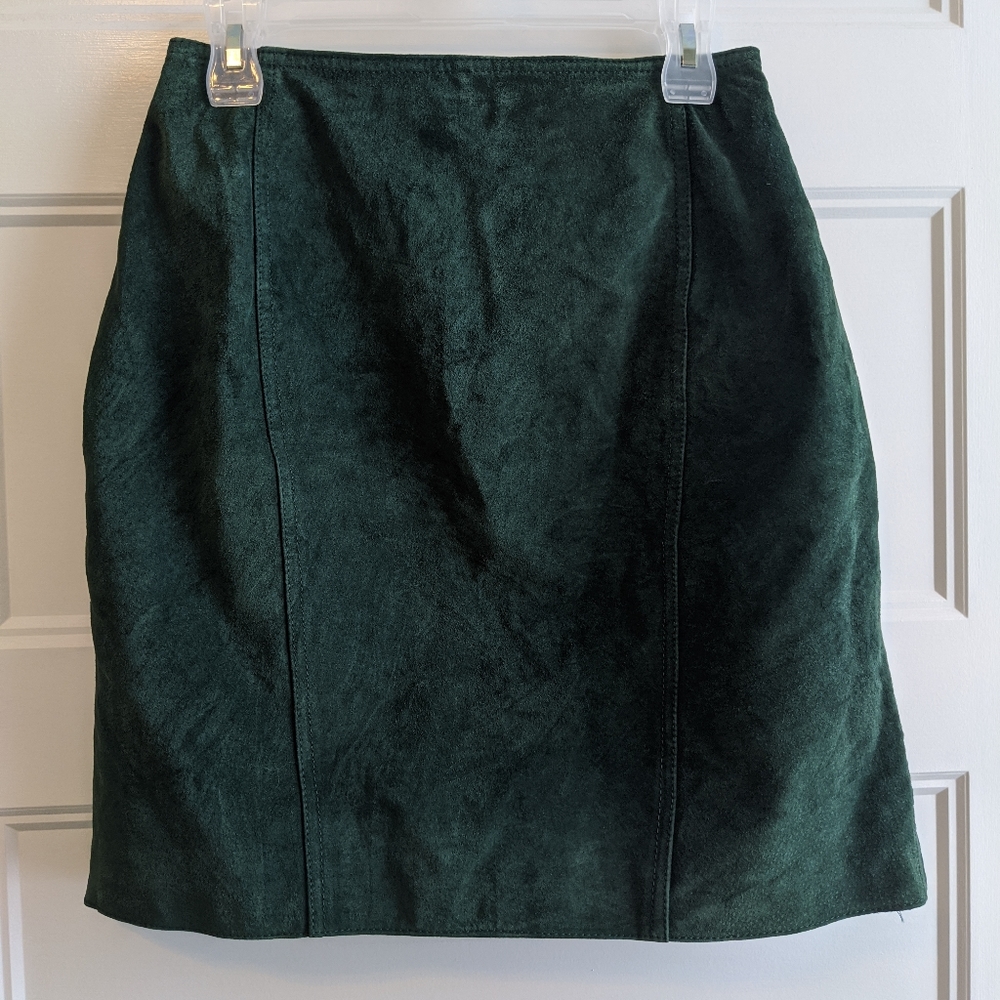 Vintage Green Genuine Leather/Suede Skirt